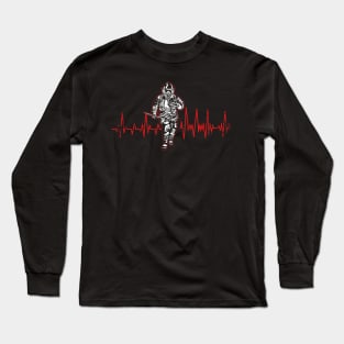 Heartbeat Firefighter Firemen Long Sleeve T-Shirt